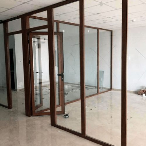 Vách nhôm kính màu ghi, đen, cafe, vân gỗ GAC01